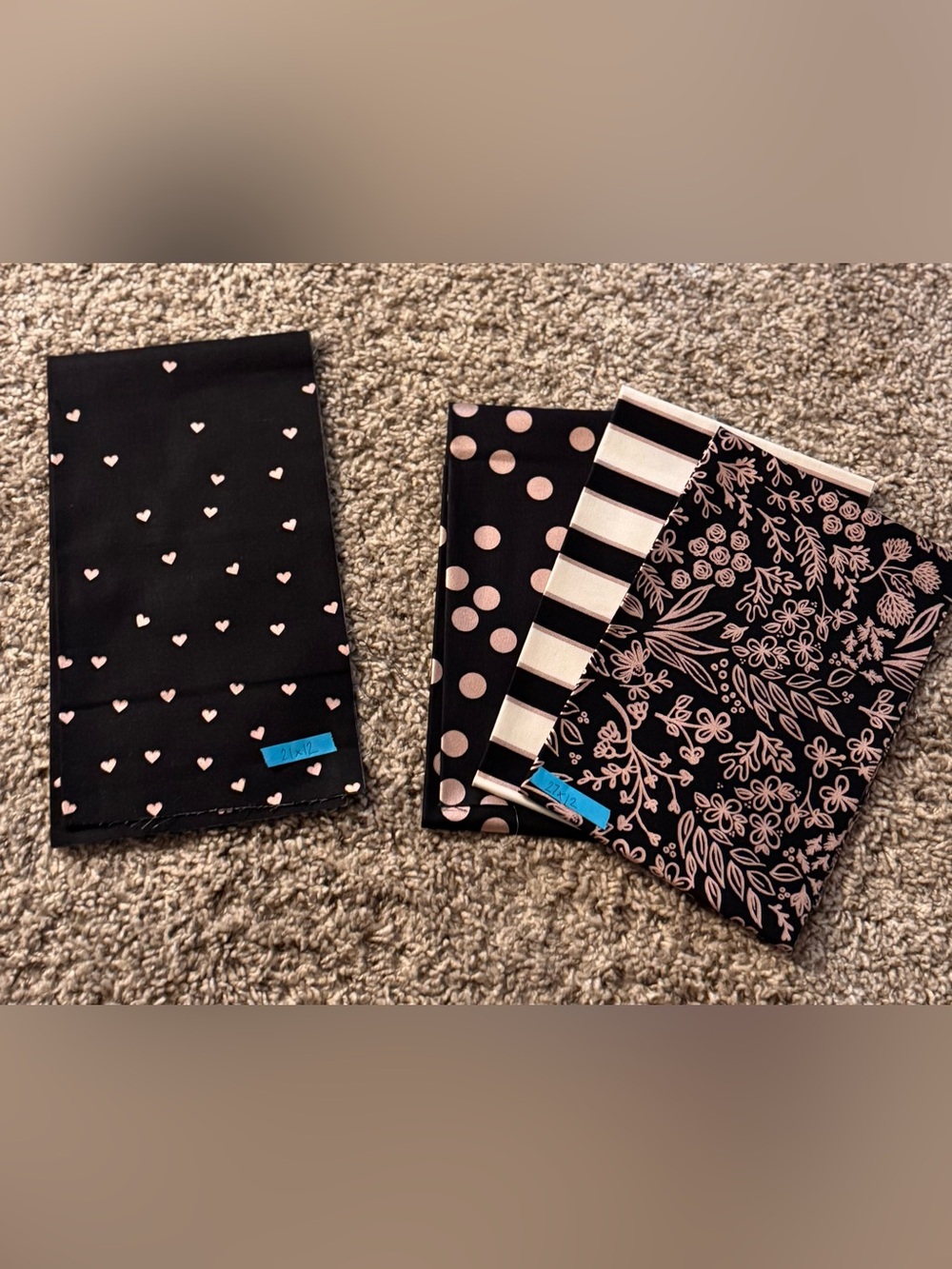 Black and Metallic Blush Pink Fabric Bundle